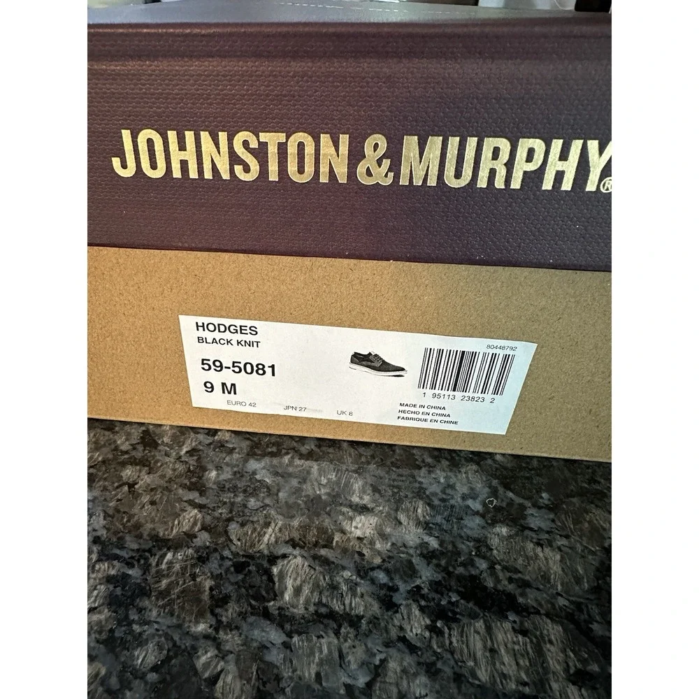 Johnston & Murphy Hodges Black Knit Plain Toe Oxfords 59-5081 Mens 9 M